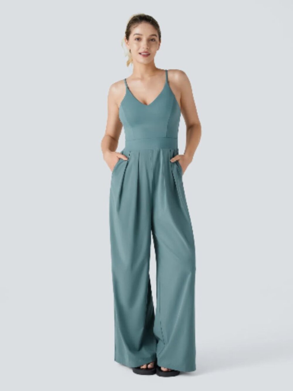 Halara backless side zipper wide leg quick dry jumpsuit small